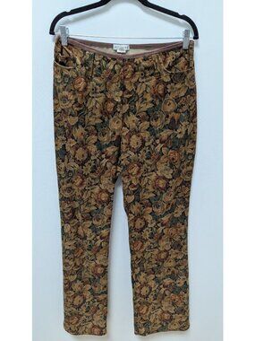 ERIC SPENCER Brown Floral Faux-Suede Retro Pants
